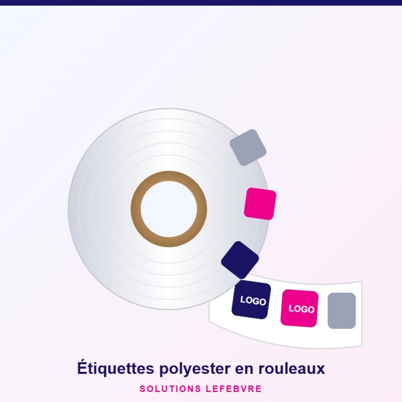 Étiquettes polyester adhésives en rouleaux