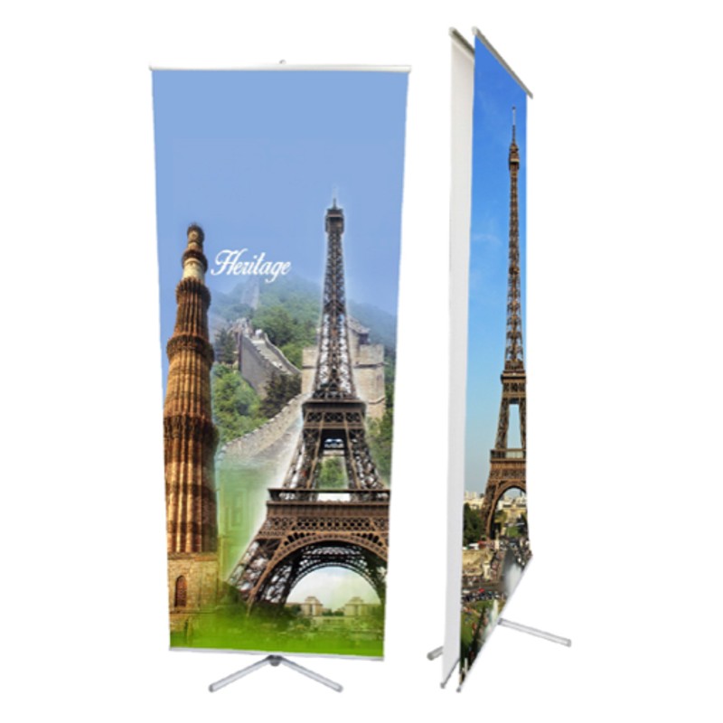Présentoir à bannière double face en aluminium, 36 po de large, avec rails ou pinces