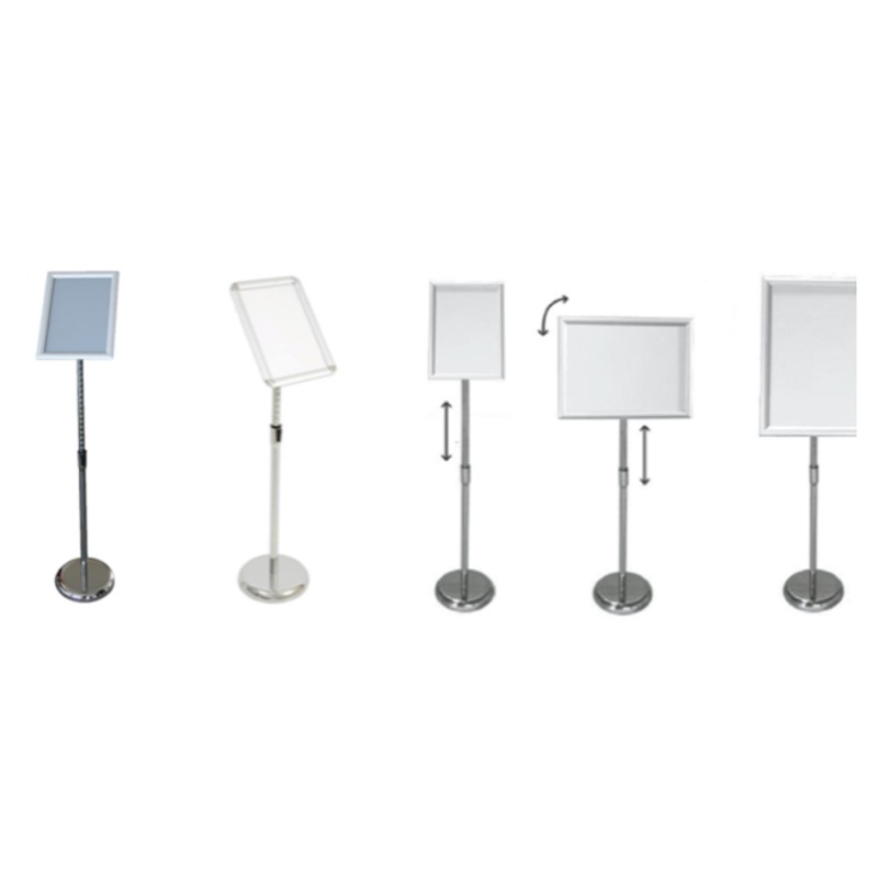 Floor stand with snap frame, square corners