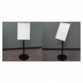 Black floor stand with snap frame, 11 x 17 in