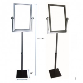 Black telescopic floor sign stand, double sided