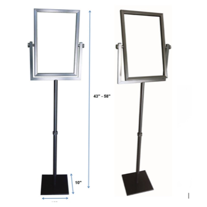 Black telescopic floor sign stand, double sided
