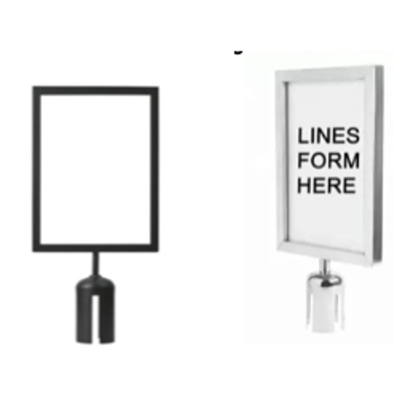 8.5 x 11 in sign holder for queue barrier, black or chrome