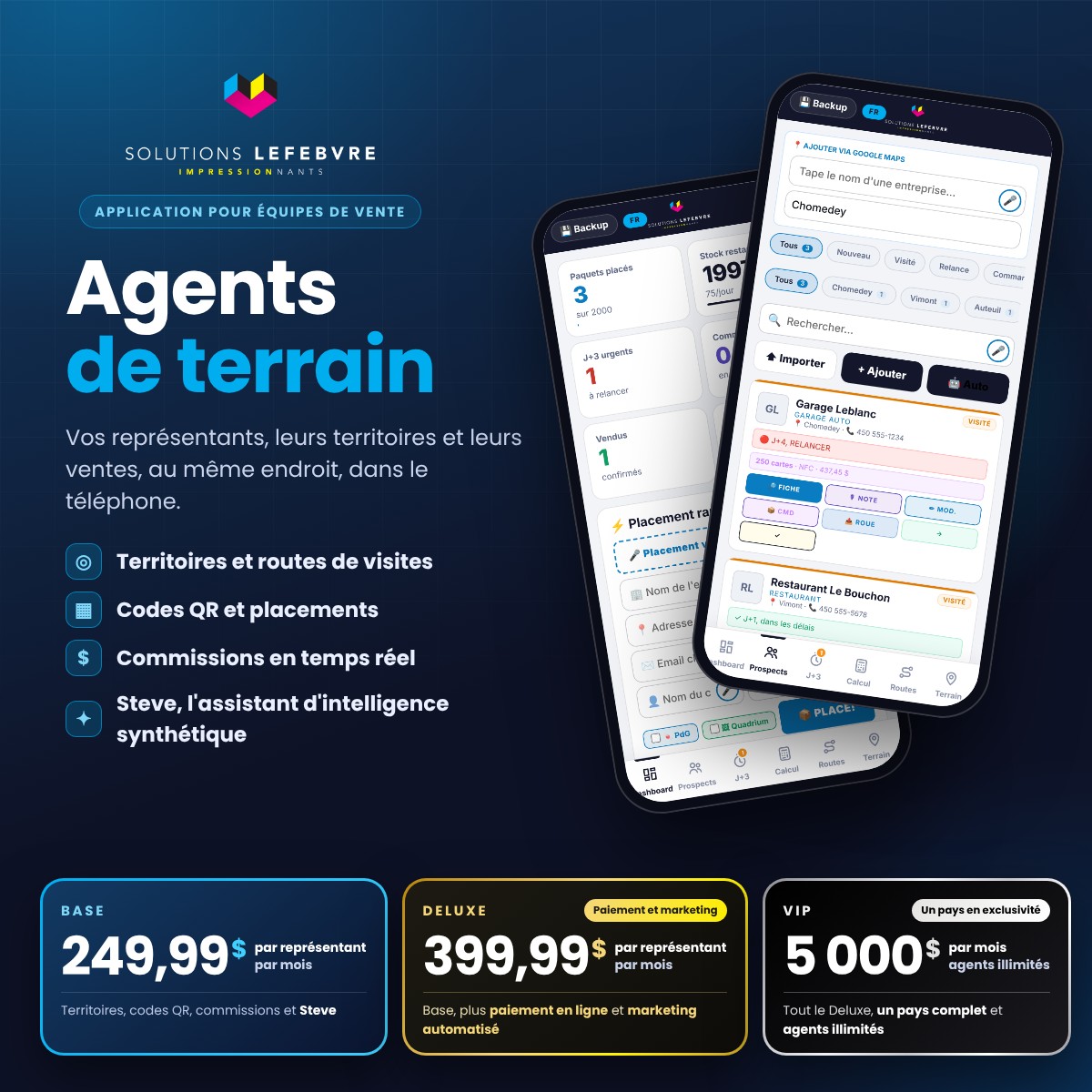 Agents de terrain, application pour équipes de vente