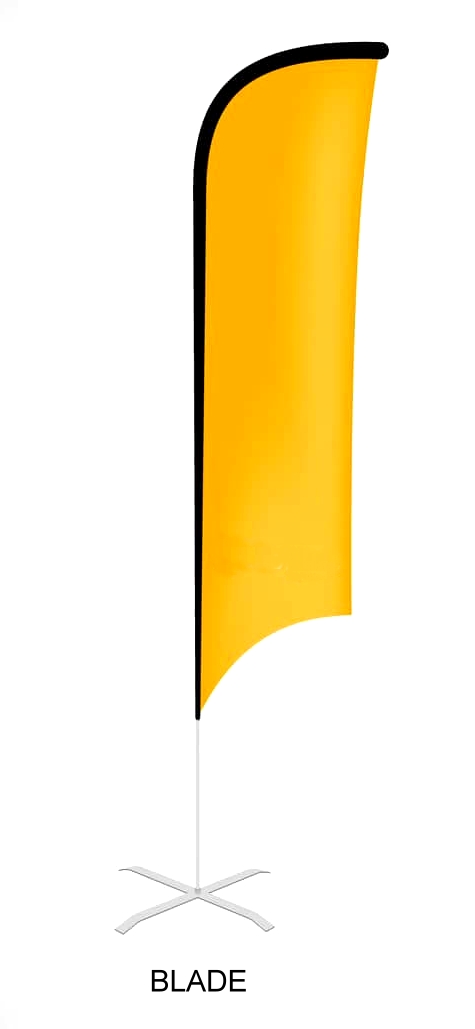 Drapeau publicitaire FRITES de dimensions 225 x 85 cm (jaune) +